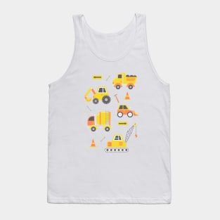 Construction Trucks on Aqua Tank Top